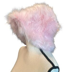 Off My Head Baby‎ Pink Fuzzy Faux Fur Bucket Hat Festival Hand Made in England